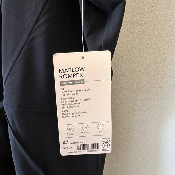 Athleta Black Marlow Romper Women NWT 3X Short Sleeveless - Picture 2 of 7